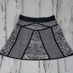 Parker Black and White Geometric A-Line Skirt